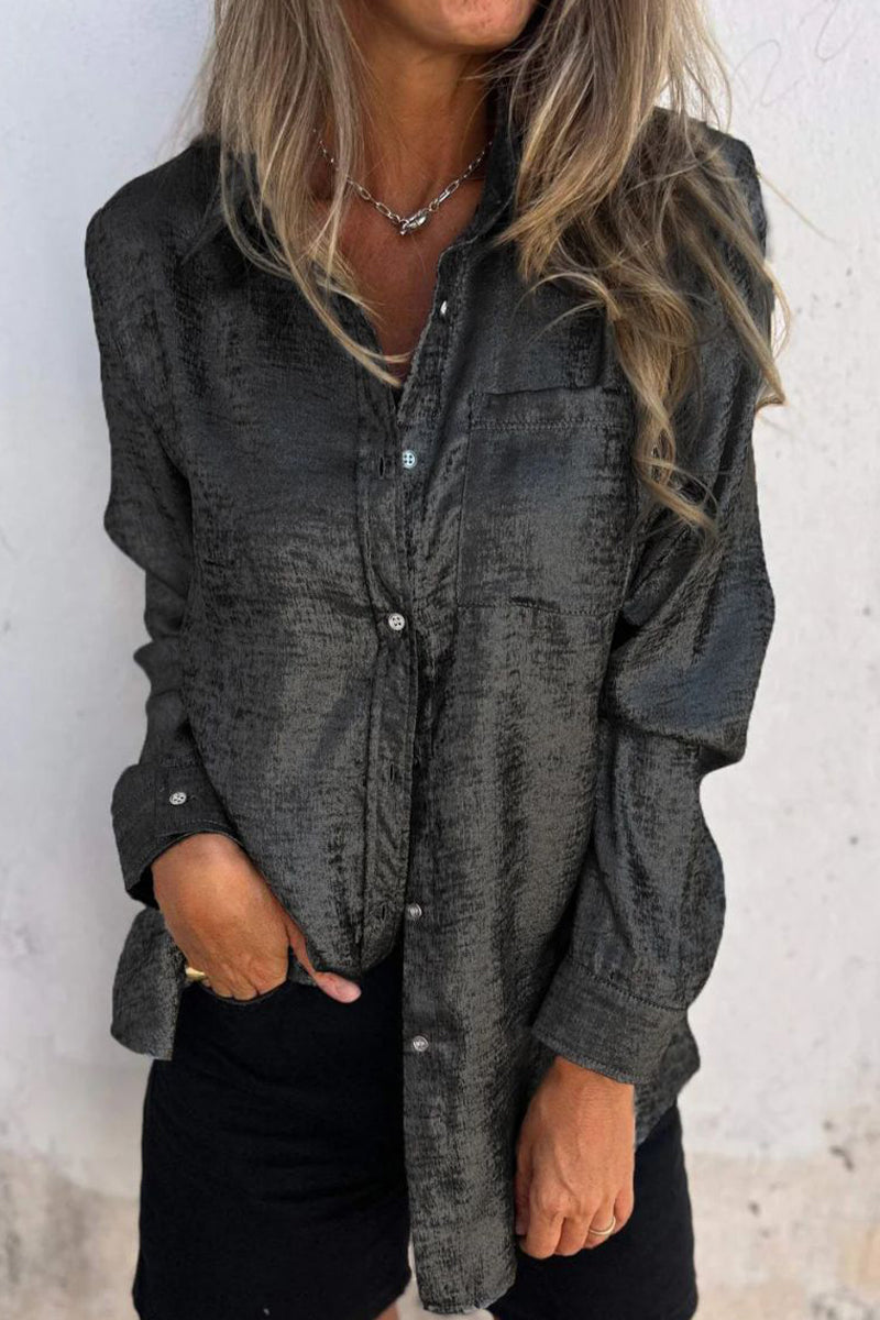 Tops casuales de cuello vuelto con lentejuelas sólidas
