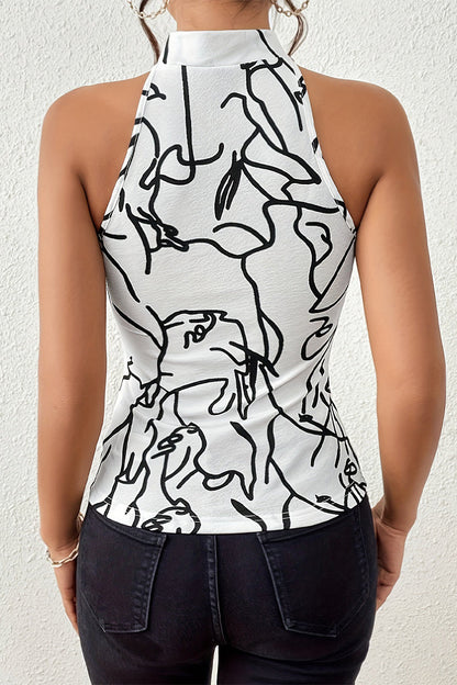Tops halter con estampado geométrico sexy
