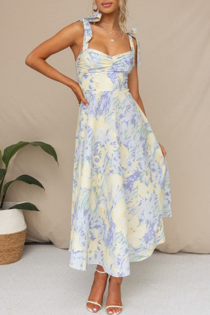 Vestidos con falda y escote en V, elegantes y dulces estampados de flores