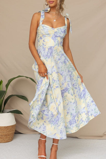 Vestidos con falda y escote en V, elegantes y dulces estampados de flores