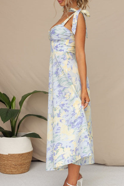 Vestidos con falda y escote en V, elegantes y dulces estampados de flores