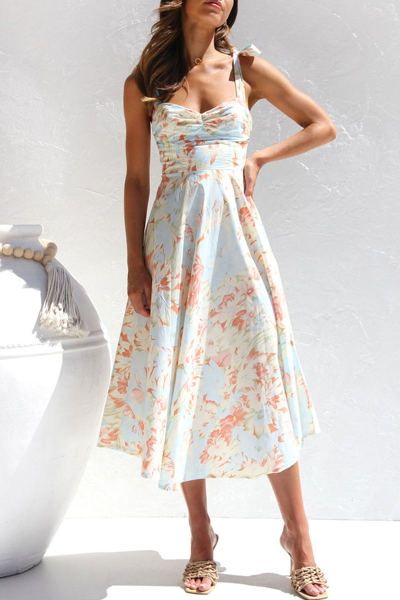 Vestidos con falda y escote en V, elegantes y dulces estampados de flores