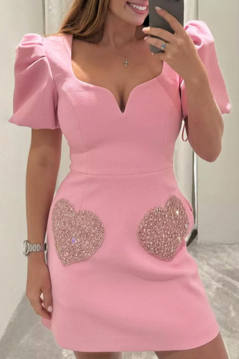 Vestidos de princesa con escote en V, elegantes y lisos, con pliegues