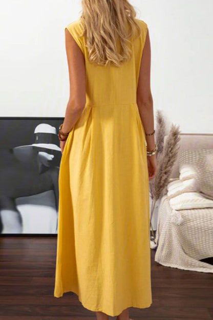 Vestidos casuales con falda y cintura con cuello vuelto y hebilla sólida (4 colores)