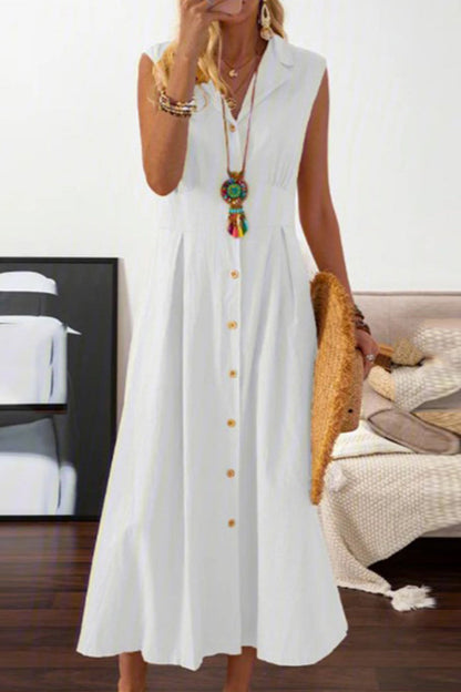Vestidos casuales con falda y cintura con cuello vuelto y hebilla sólida (4 colores)
