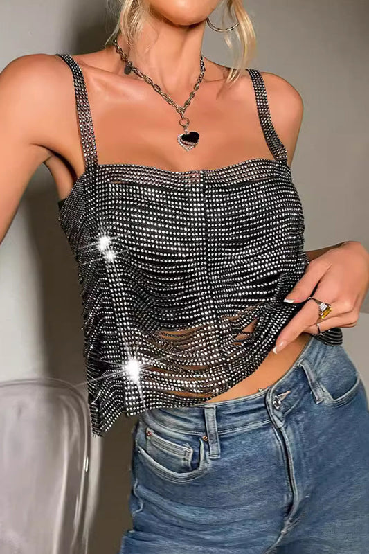 Tops sexys de cuello cuadrado, sin espalda, ahuecados y sólidos