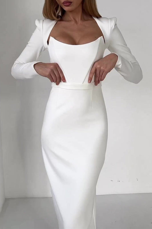 Vestidos de noche elegantes de celebridades con cuello cuadrado, espalda descubierta y lisos