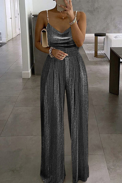 Mono informal holgado con cuello en U, liso y con cuentas