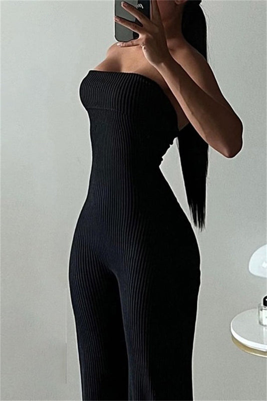 Monos ajustados sexis informales, lisos, sin espalda y sin tirantes