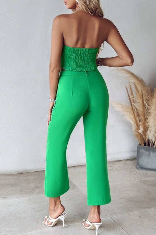 Conjunto informal de dos piezas, liso, con parches, sin espalda, sin tirantes y sin mangas