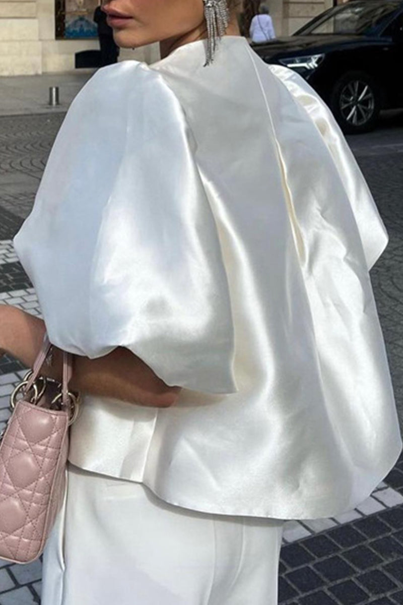 Celebridades Elegantes Tops Sólidos con Cuello Redondo