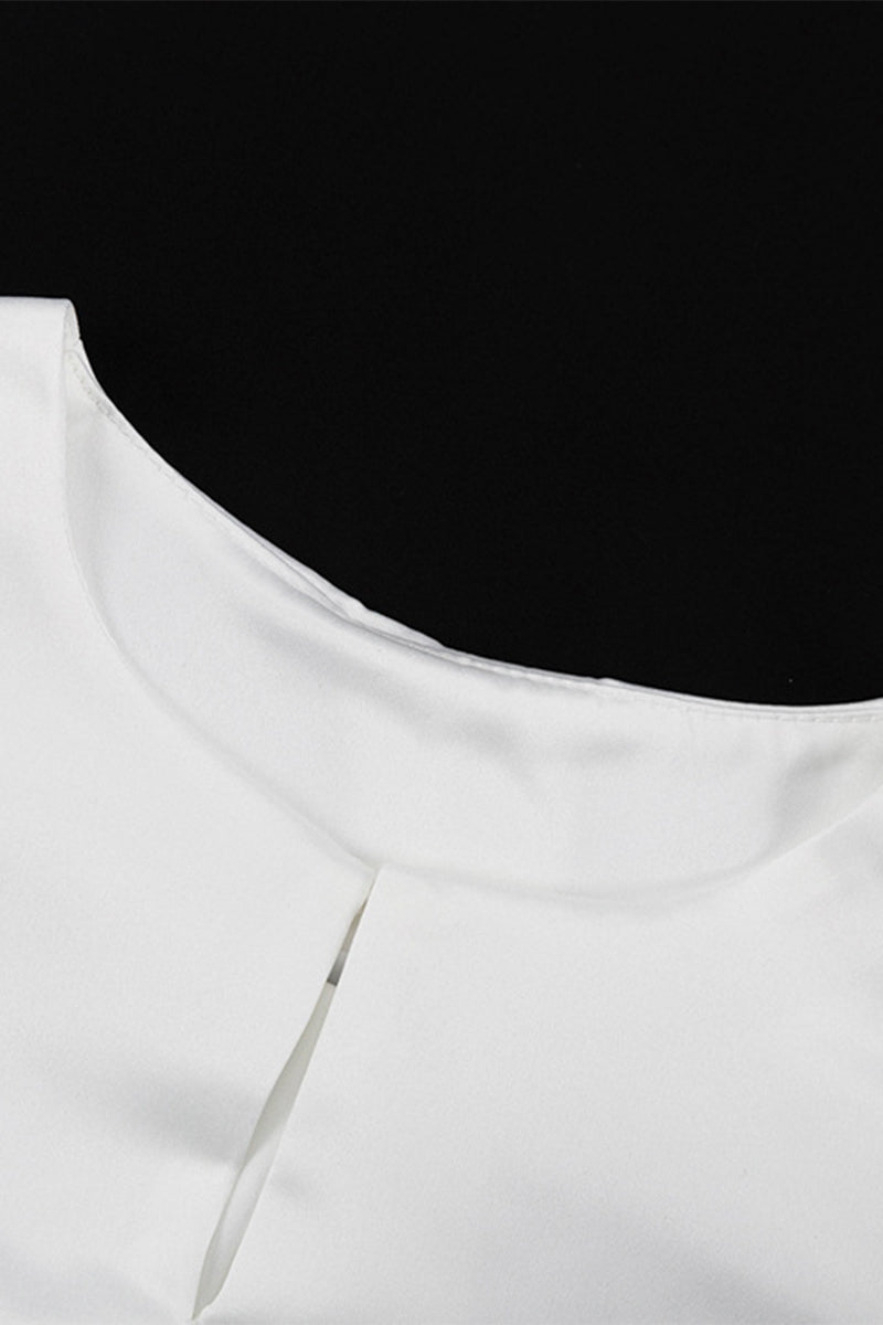 Blusas elegantes de cuello redondo de color liso de celebridades
