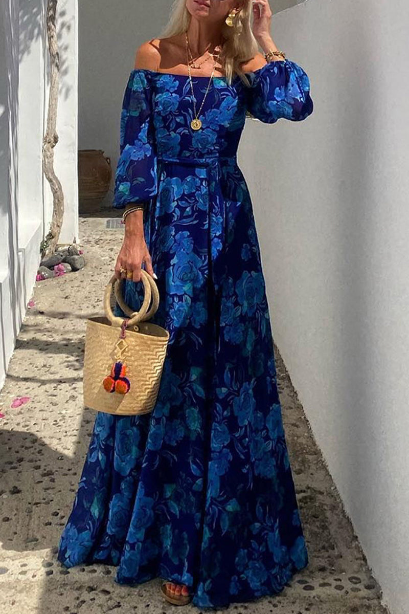 Vestidos sexis de corte A con hombros descubiertos, estampados florales y patchwork vintage