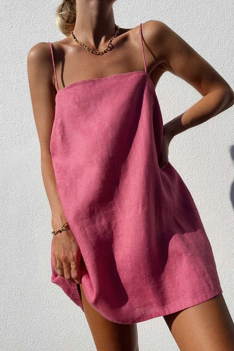 Vestidos casuales lisos con espalda descubierta y tirantes