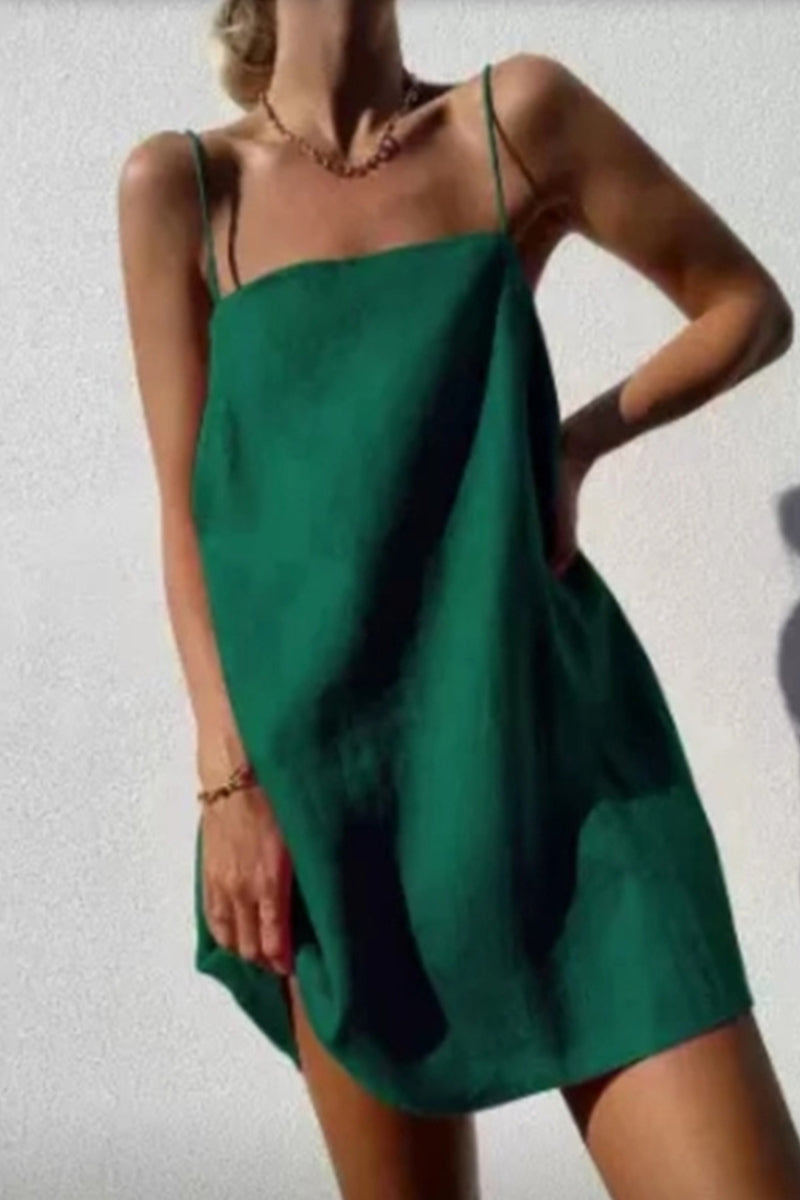Vestidos casuales lisos con espalda descubierta y tirantes
