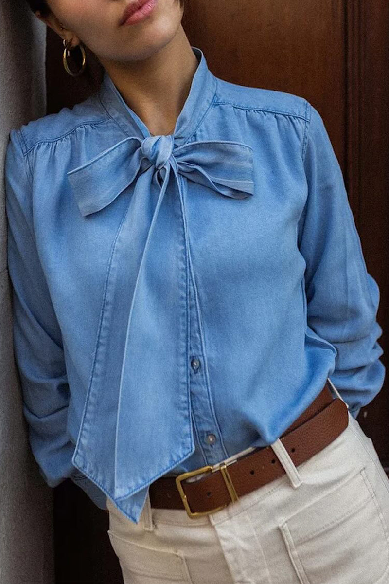 Elegante top de vendaje sólido con lazo