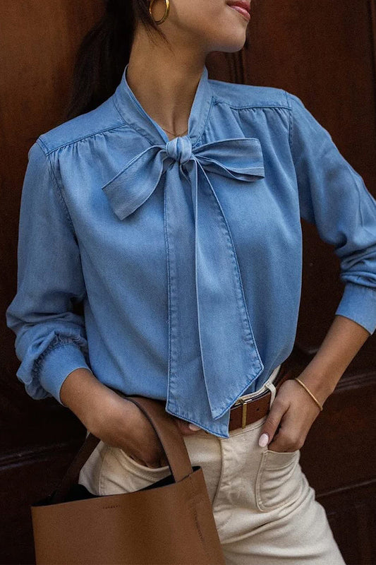 Blusas elegantes de vendaje sólido con lazo