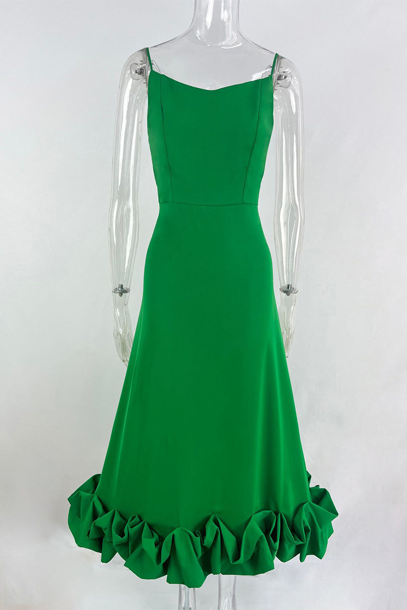 Vestidos elegantes de celebridades con cuello cuadrado y pliegues sólidos