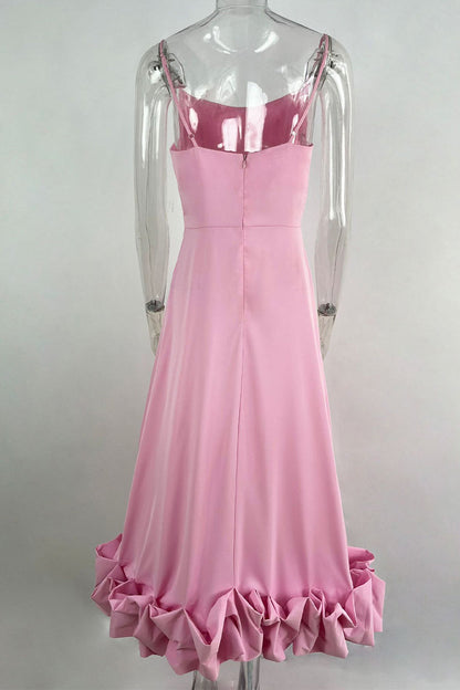 Vestidos elegantes de celebridades con cuello cuadrado y pliegues sólidos