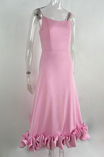 Vestidos elegantes de celebridades con cuello cuadrado y pliegues sólidos