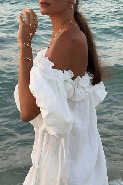 Vestidos de playa sexys con aberturas sólidas y pliegues en los hombros