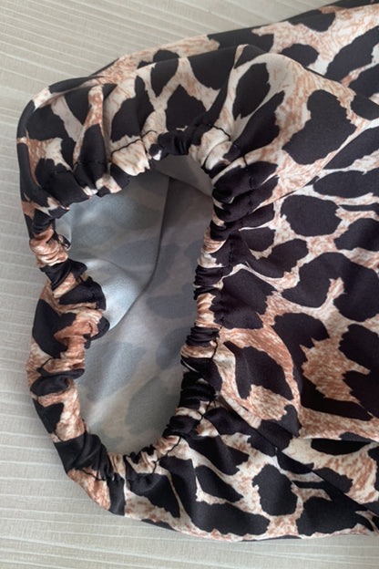 Blusas sexys con cuello redondo y frenillo de leopardo con estampado vintage