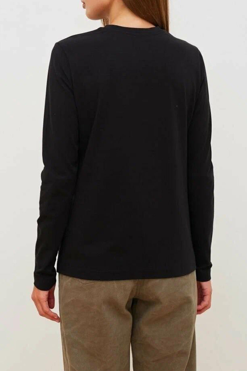 Tops casuales sencillos de cuello redondo lisos