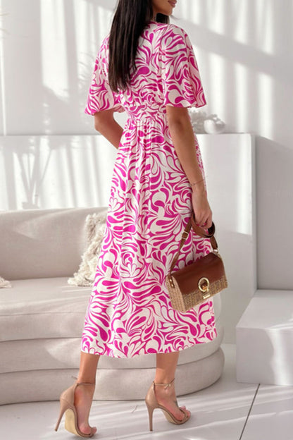 Elegantes vestidos de línea A con cuello en V y patchwork floral