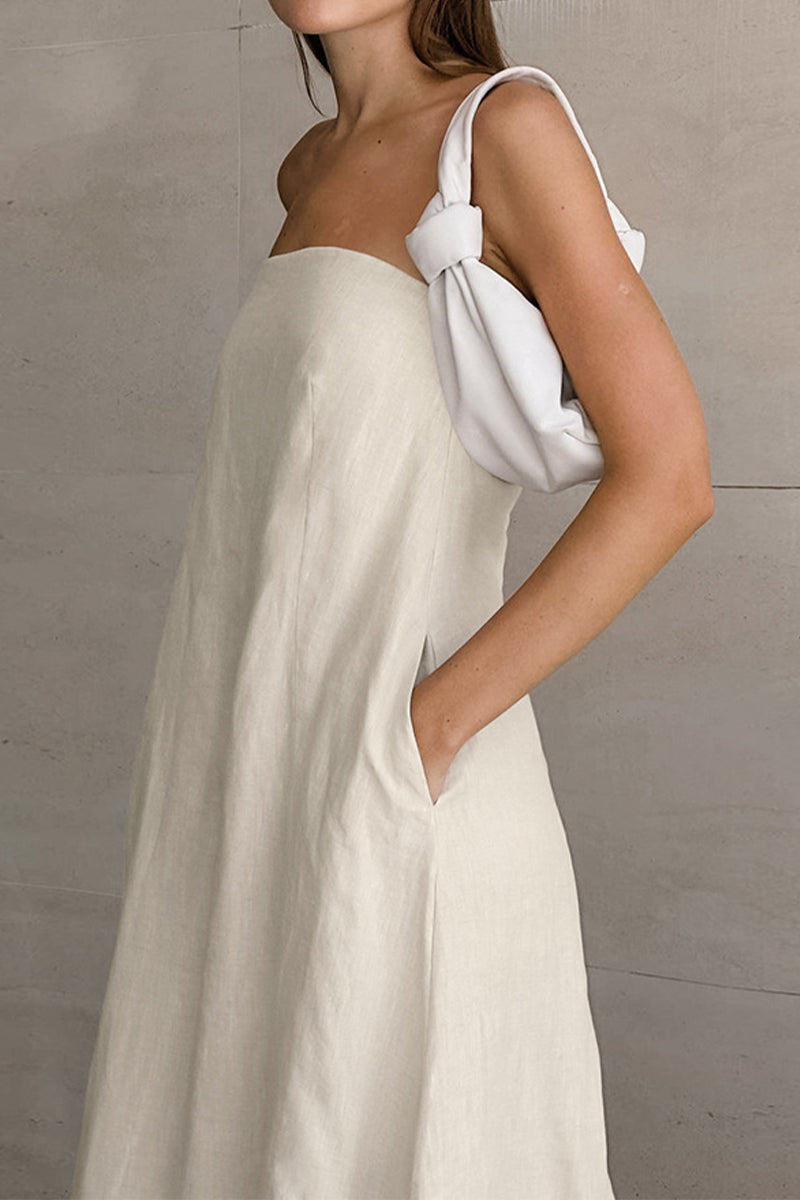 Vestidos sexis de vacaciones con bolsillos lisos y sin tirantes