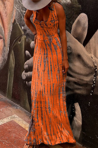 Vestidos bohemios de vacaciones con estampado geométrico, espalda descubierta, estilo halter, falda de un solo paso