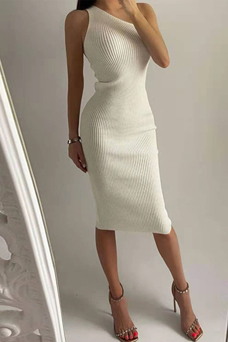 Vestidos sexis de falda cruzada con cuello oblicuo liso