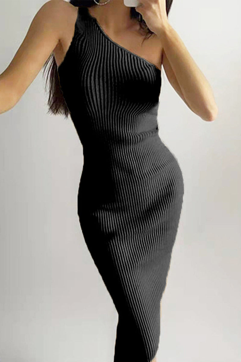 Vestidos sexis de falda cruzada con cuello oblicuo liso