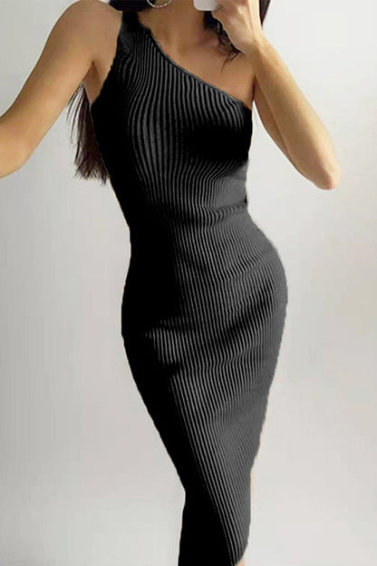 Vestidos sexis de falda cruzada con cuello oblicuo liso
