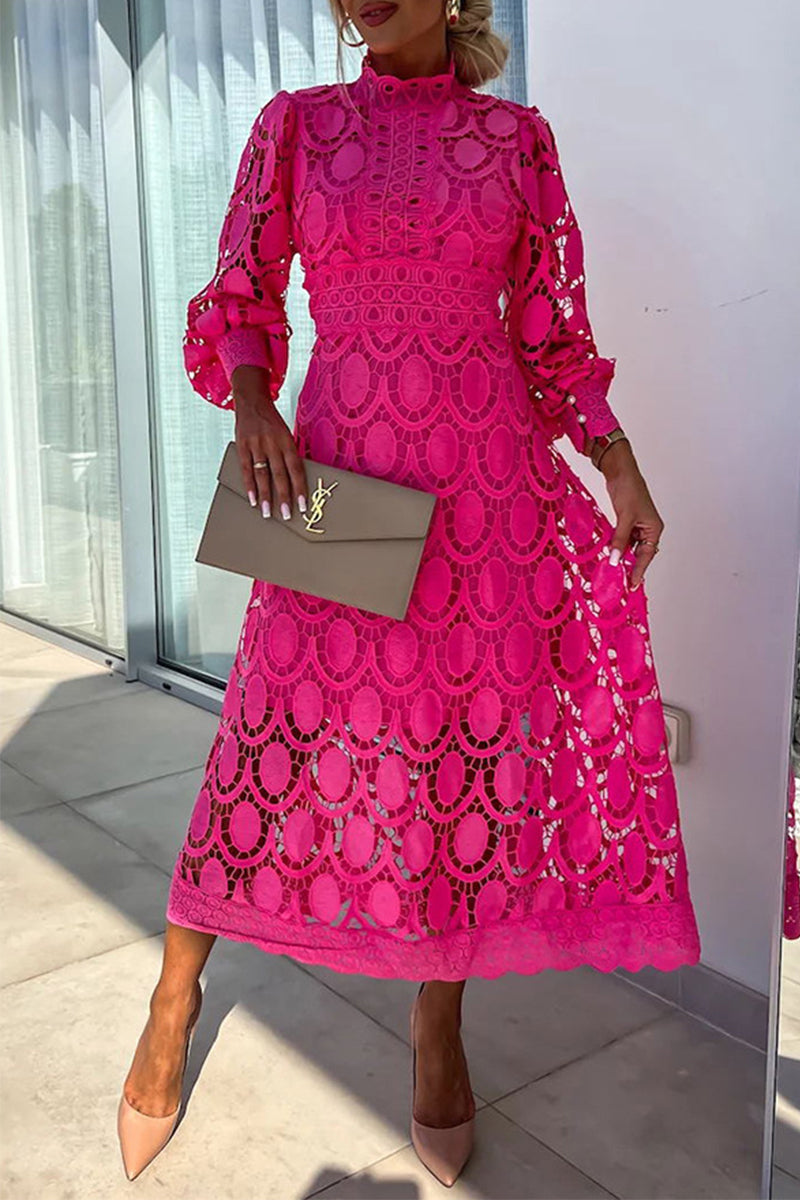 Vestidos elegantes de celebridades con falda de cuello alto, de cintura media y ahuecada.