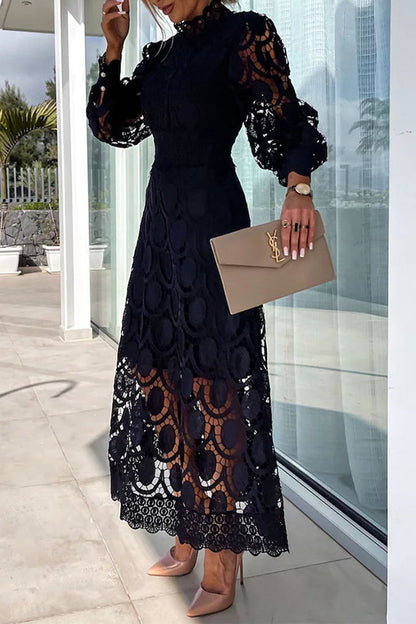 Vestidos elegantes de celebridades con falda de cuello alto, de cintura media y ahuecada.