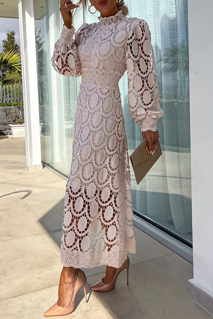 Vestidos elegantes de celebridades con falda de cuello alto, de cintura media y ahuecada.