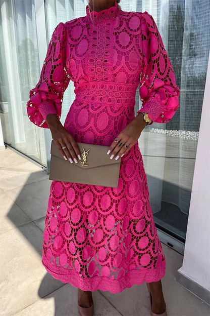 Vestidos elegantes de celebridades con falda de cuello alto, de cintura media y ahuecada.
