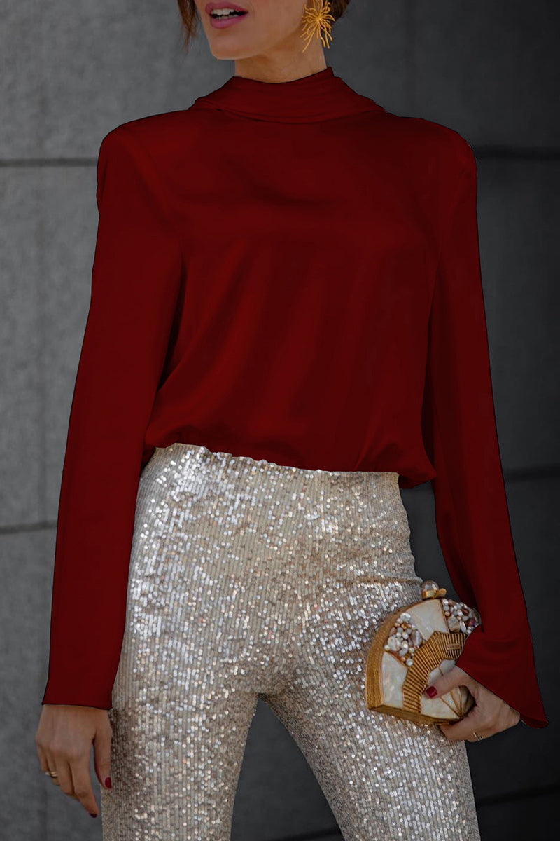 Blusa elegante con cuello de bufanda, espalda descubierta y pliegues (3 colores)
