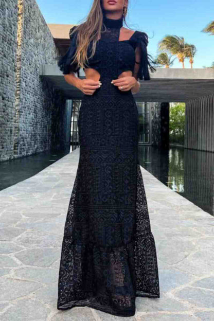 Vestidos largos sexys con borlas sólidas y escote halter ahuecado