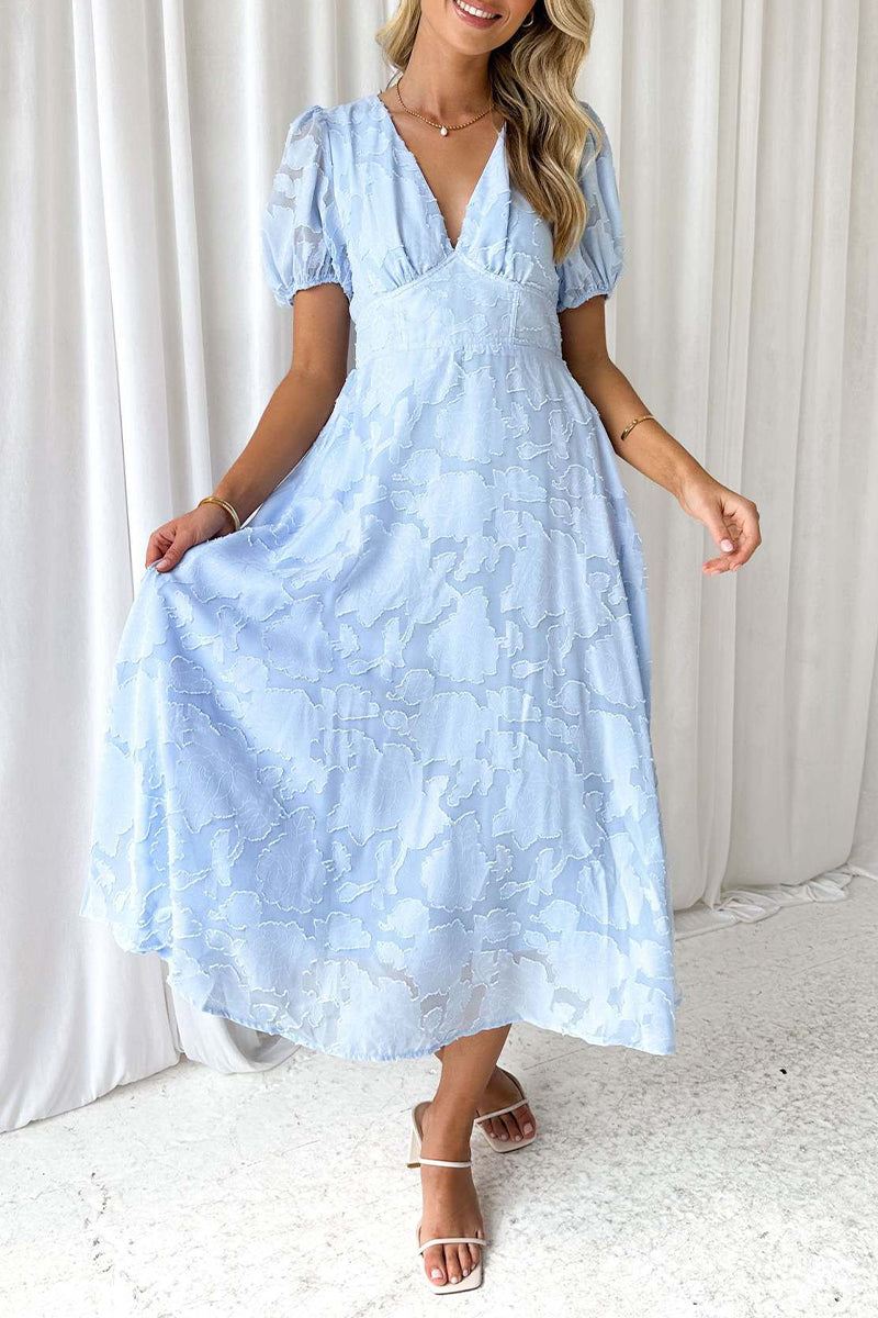 Elegante vestido de encaje liso con bolsillos y escote en V (3 colores)