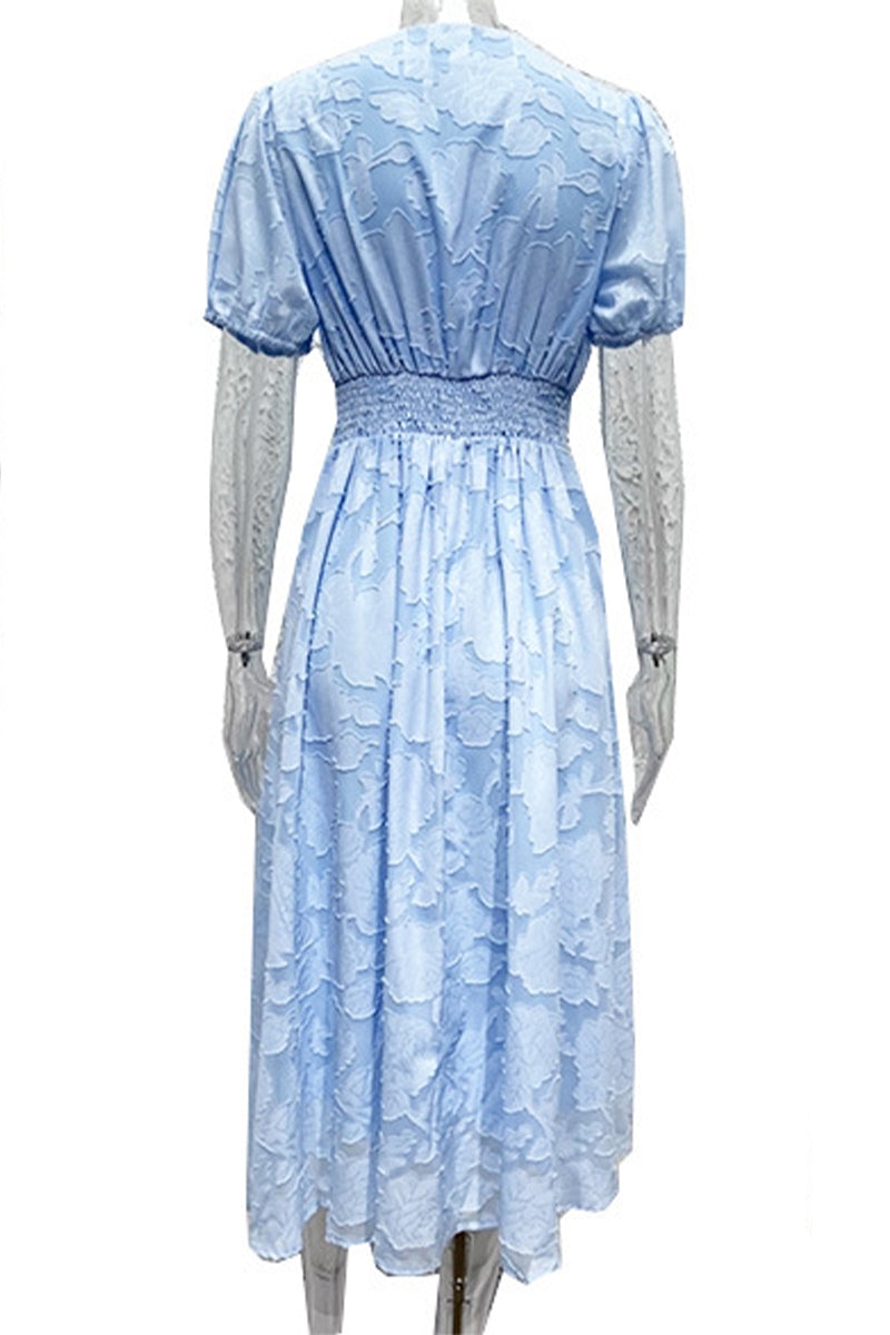Elegante vestido de encaje liso con bolsillos y escote en V (3 colores)