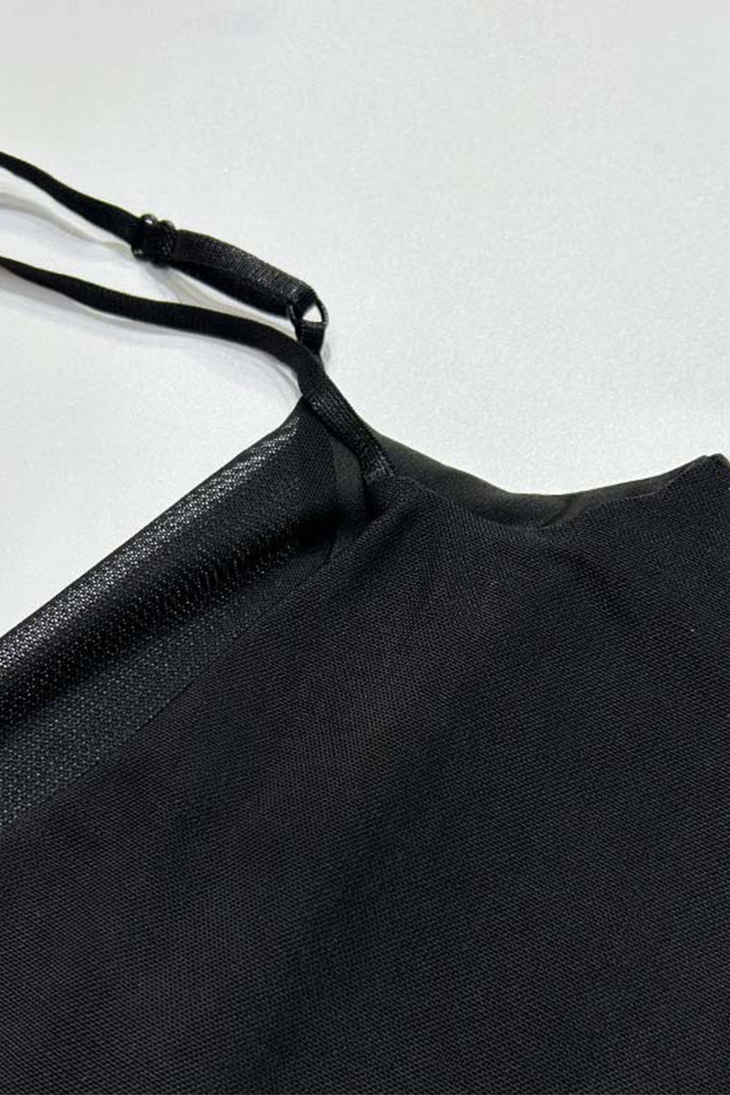 Vestidos sexis irregulares con escote oblicuo asimétrico, espalda descubierta y volantes