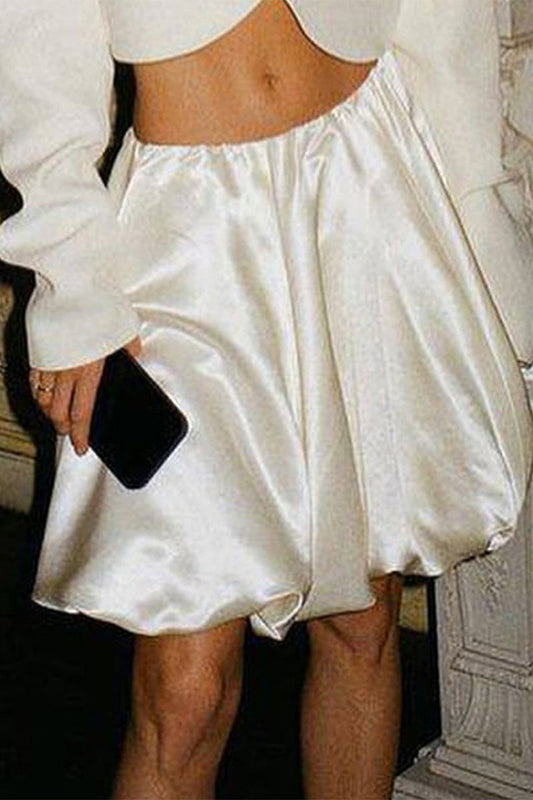 Elegante pantalón tipo A de color liso con pliegues sólidos
