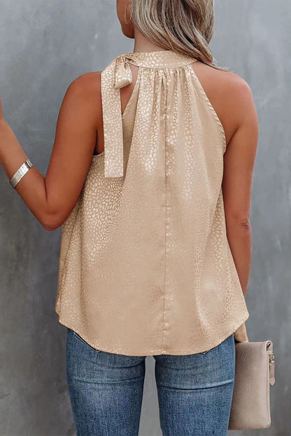 Tops halter de leopardo con lazo