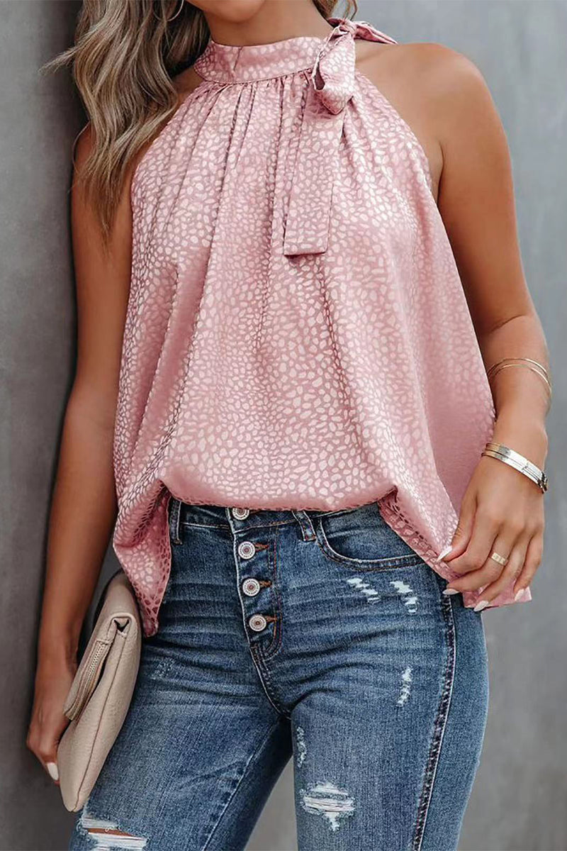 Tops halter de leopardo con lazo