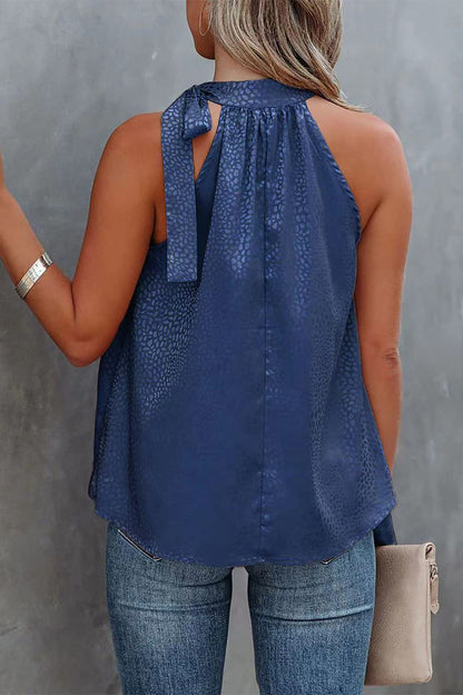 Tops halter de leopardo con lazo