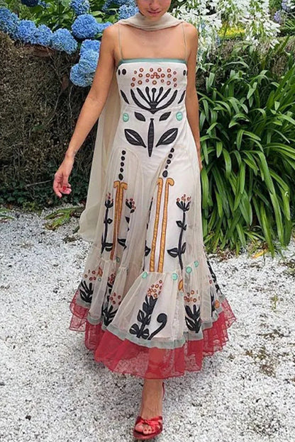 Vestidos sexis con tirantes y estampado geométrico de patchwork