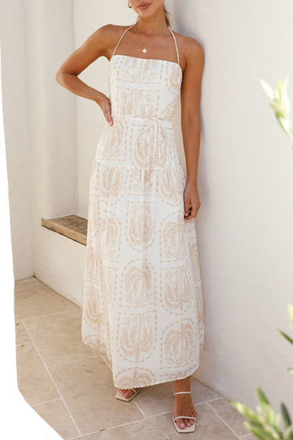Vestidos de playa con cuello halter, espalda descubierta y estampado floral para vacaciones (4 colores)