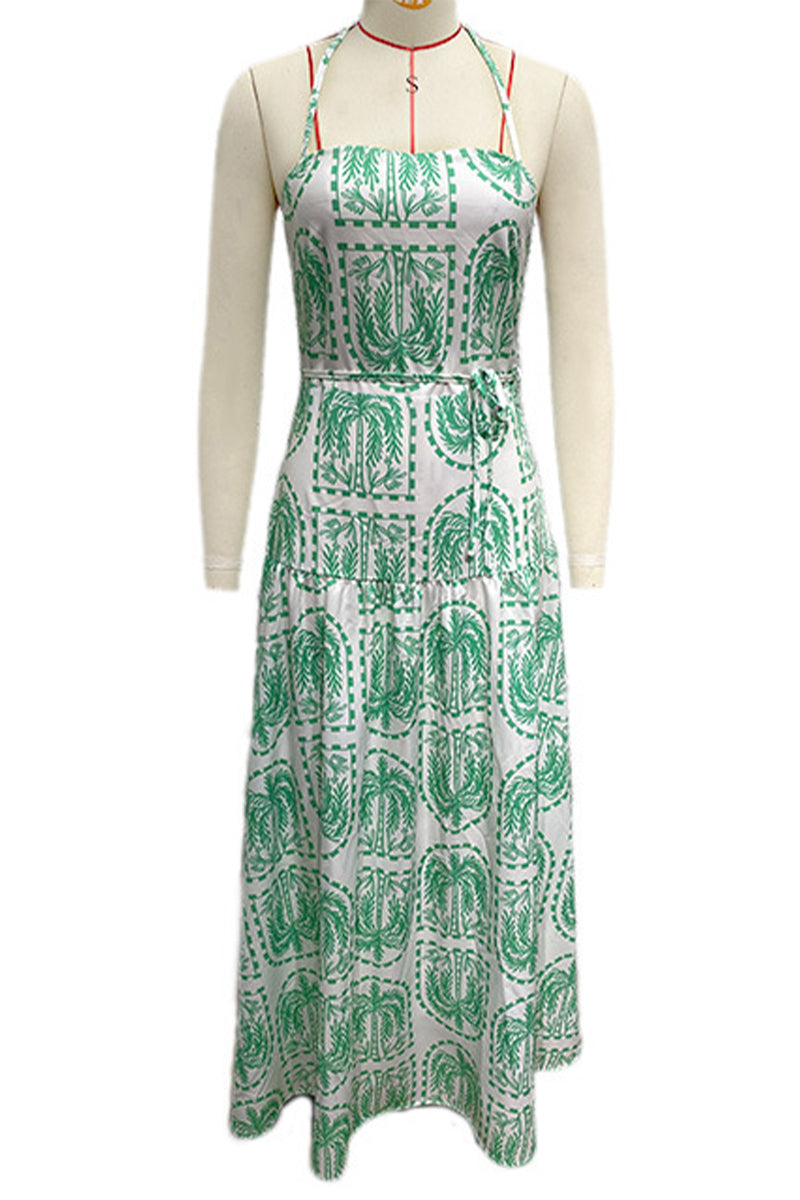 Vestidos de playa con cuello halter, espalda descubierta y estampado floral para vacaciones (4 colores)