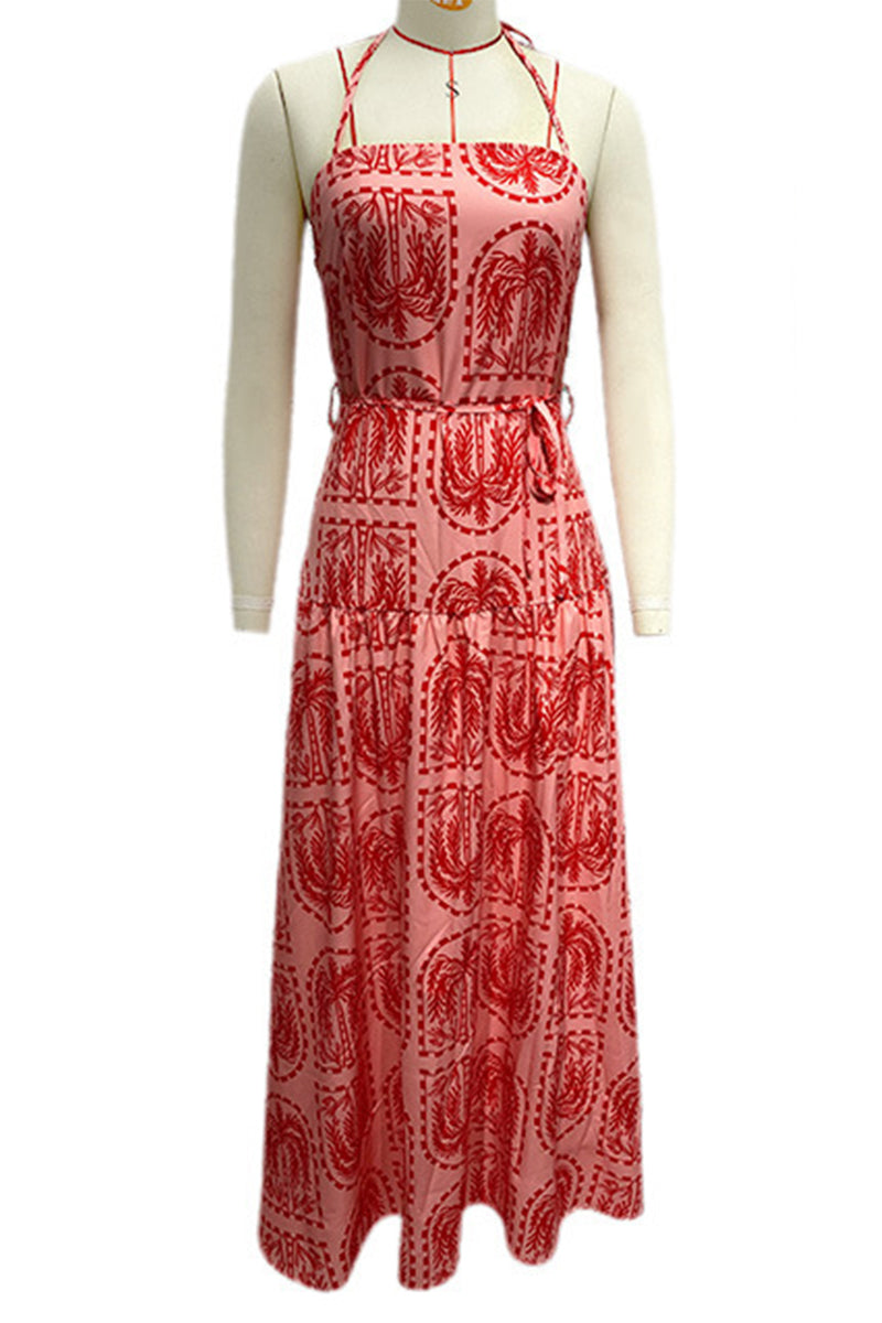 Vestidos de playa con cuello halter, espalda descubierta y estampado floral para vacaciones (4 colores)